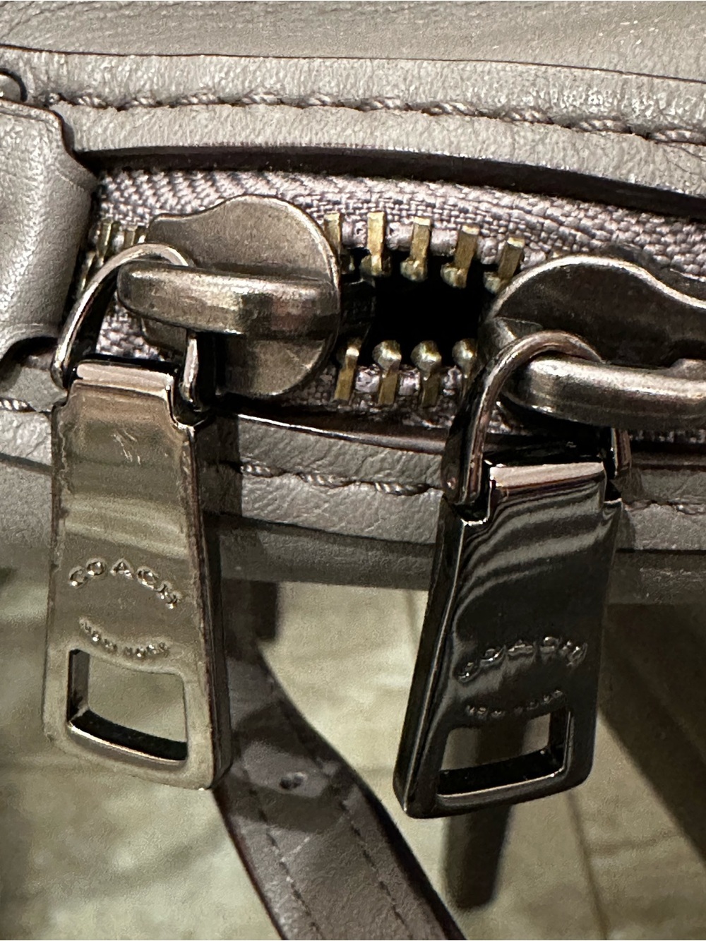 Authentic Coach Gray Suede Leather Satchel with Top Handles and Shoulder Strap - Picture 11 of 16